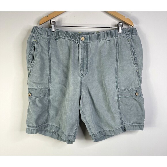 Tommy Bahama Relax Linen Blend Cargo Shorts Mens XXL Stretch Drawstring Green - Picture 1 of 8